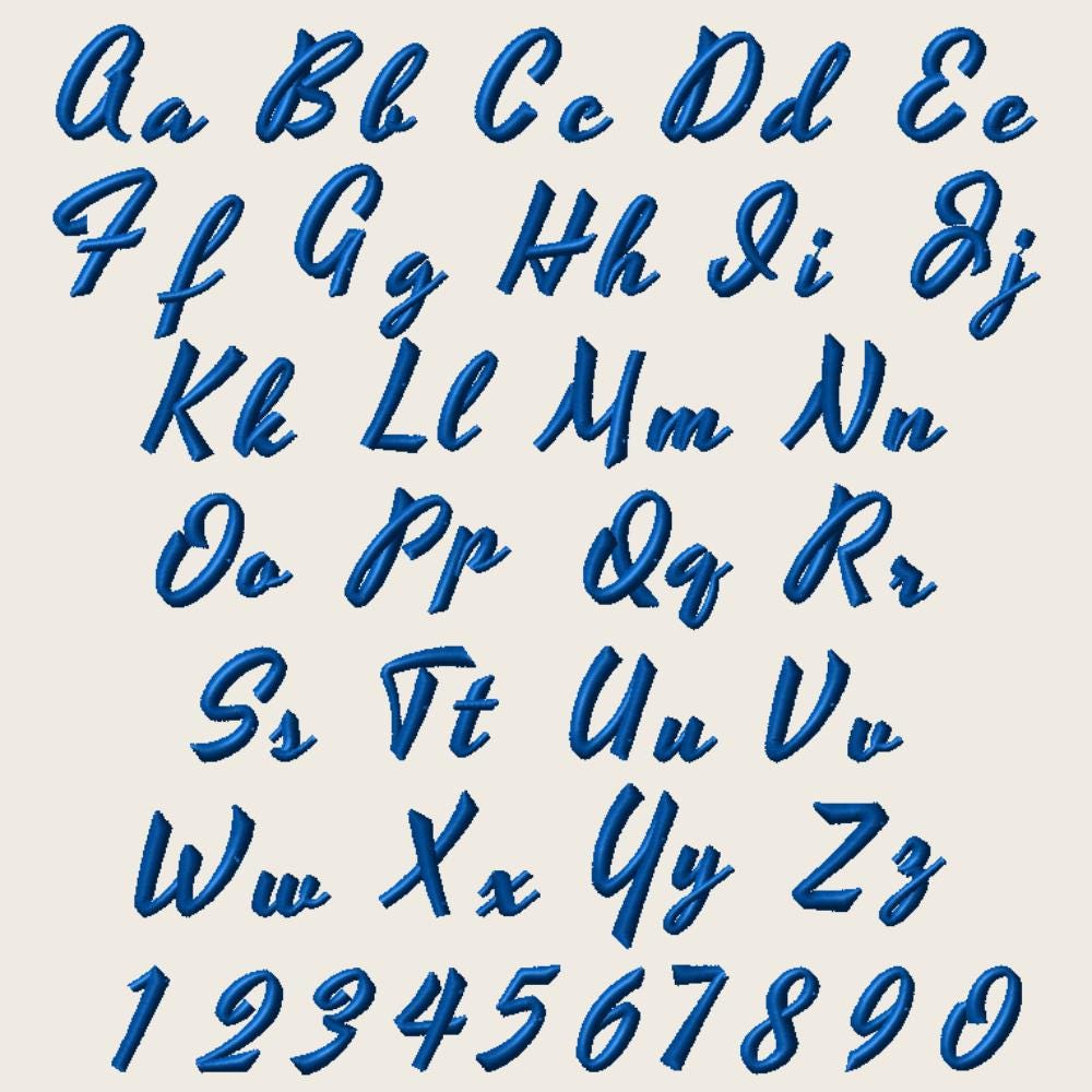 Native BX Embroidery Font' Coastal Hug, 13mm-125mm, Upper & Lower.