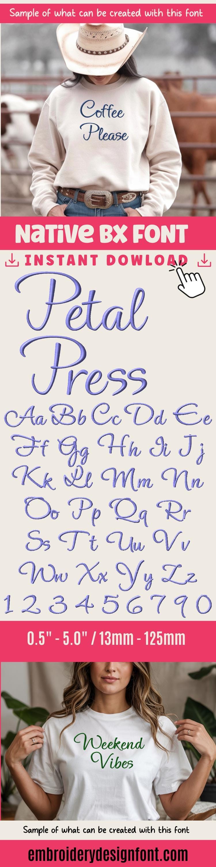 BX Embroidery Font' Coastal Hug Native BX, 13mm-125mm, UppercaseXL