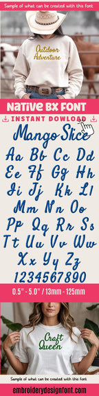 Native Bx Embroidery Font, Coastal Hug BX Font Scalable 13-125mm!