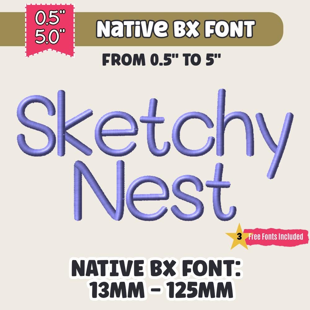 BX Embroidery Font, Coastal Hug BX 13-125mm Editable Object-Based!