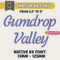 Native BX Font, Coastal Hug Embroidery, 13-125mm Scalable Editable