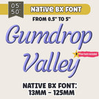 Native BX Font, Coastal Hug Embroidery, 13-125mm Scalable Editable