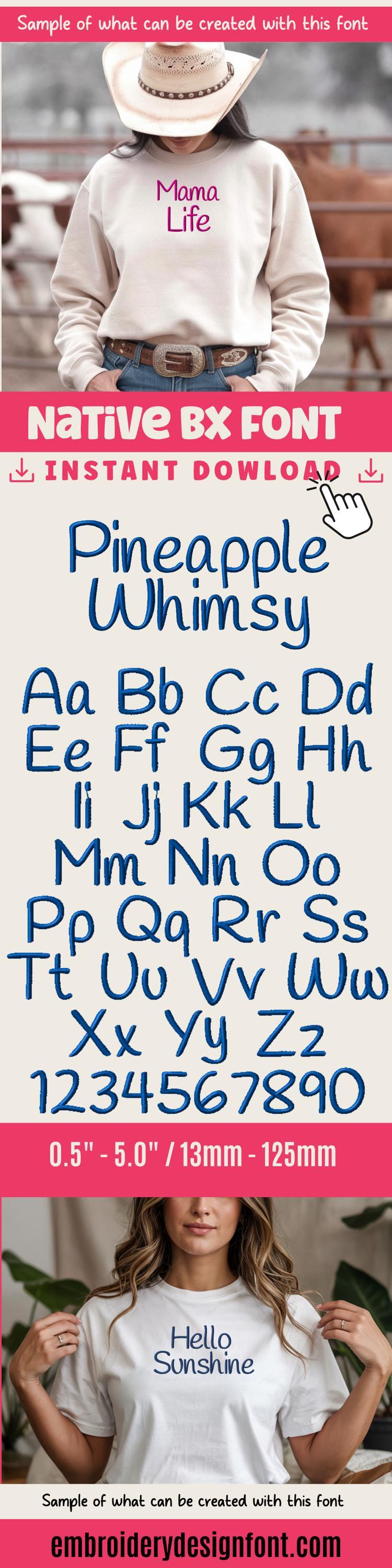 BX Embroidery Font, Coastal Hug BX Native, 13-125mm Scalable Easy