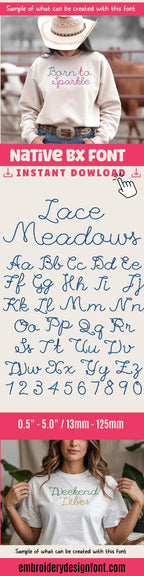 BX Embroidery Font' CoastalHug Native BX Editable Font, 13mm-125mm