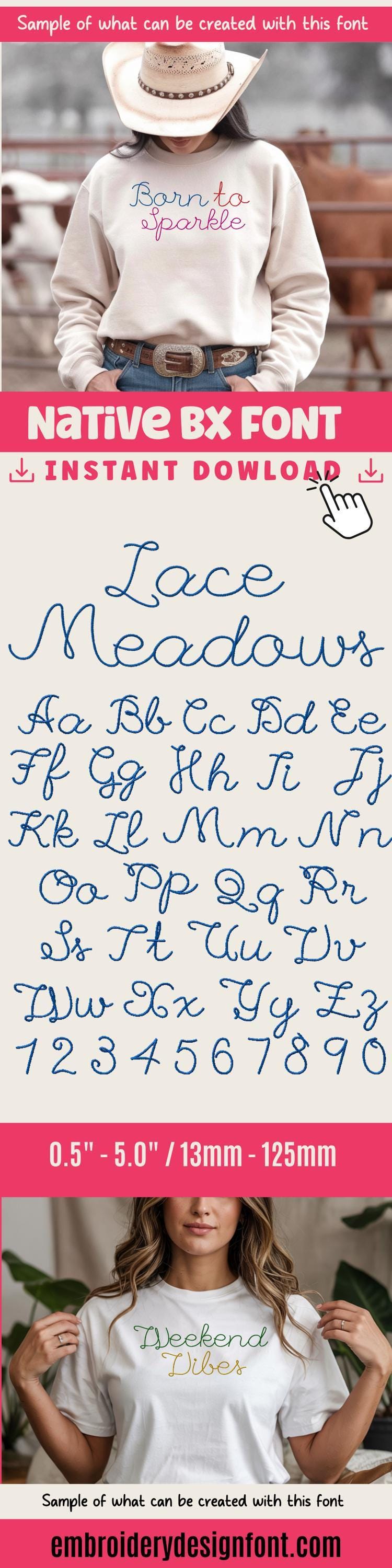 BX Embroidery Font' CoastalHug Native BX Editable Font, 13mm-125mm