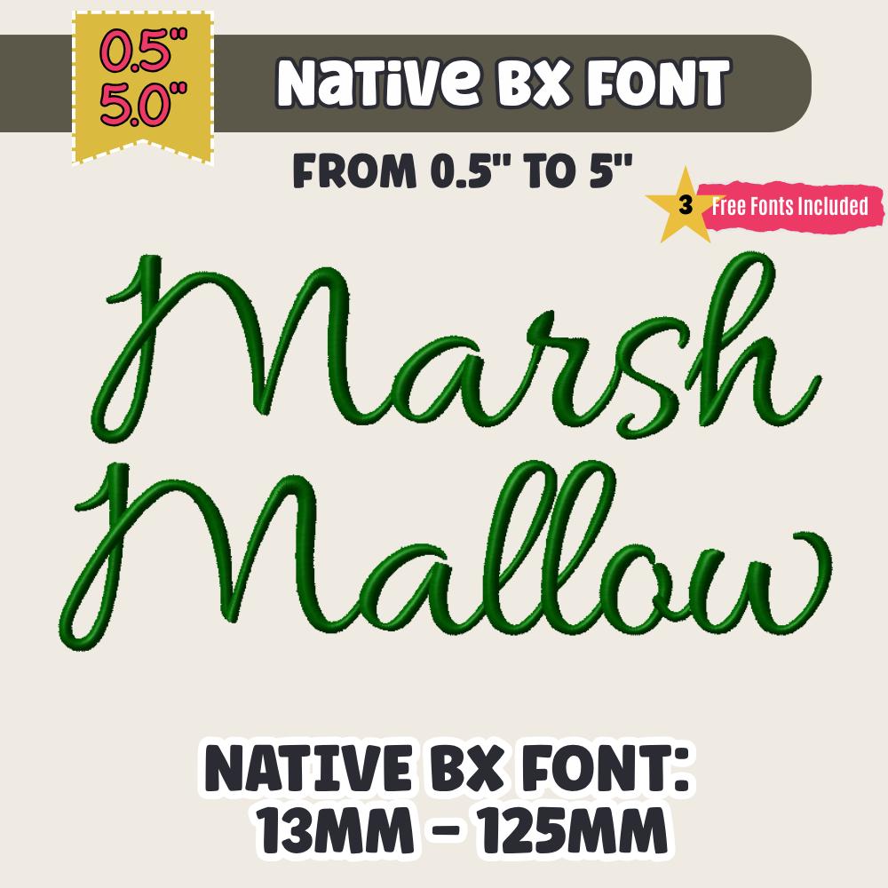 native bx font, Coastal Hug BX Embroidery, 13-125mm Object-Based.