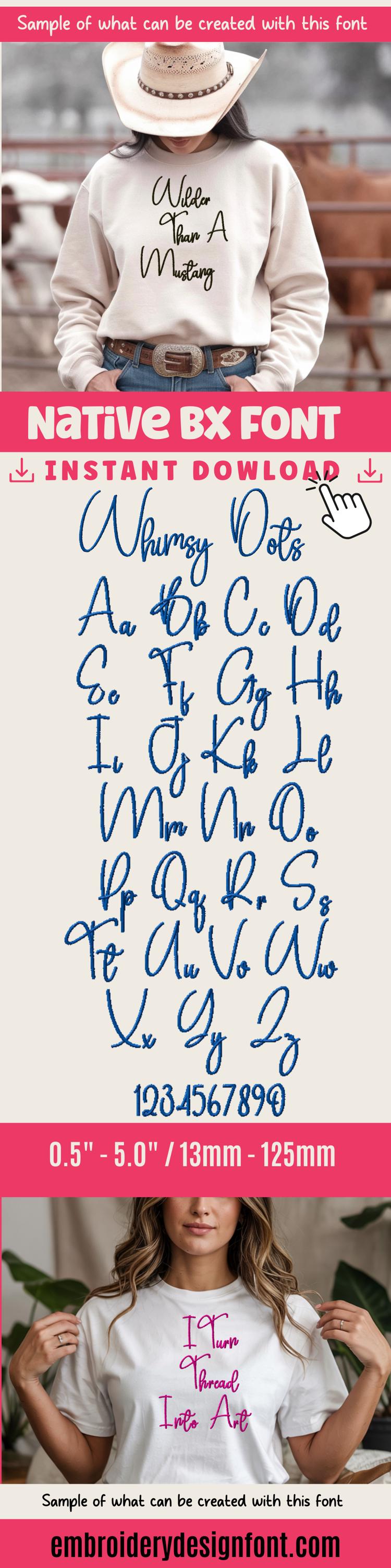BX Embroidery Font - Whimsy Dots Native BX Embrilliance 13-125mm