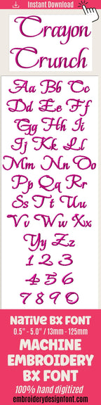 Native BX Embroidery Font, Coastal Hug Designer, 13-125mm Editable