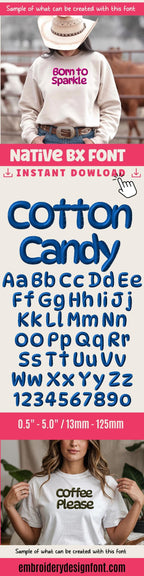 Native BX Embroidery Font, Coastal Hug Scalable Object-Based 13mm–125mm