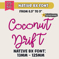 BX Embroidery Font' Coconut Drift, Native BX Embrilliance Alphabets