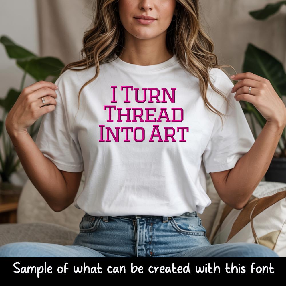 native BX font', Coastal Hug Embroidery Font, 13mm-125mm, Object-Based