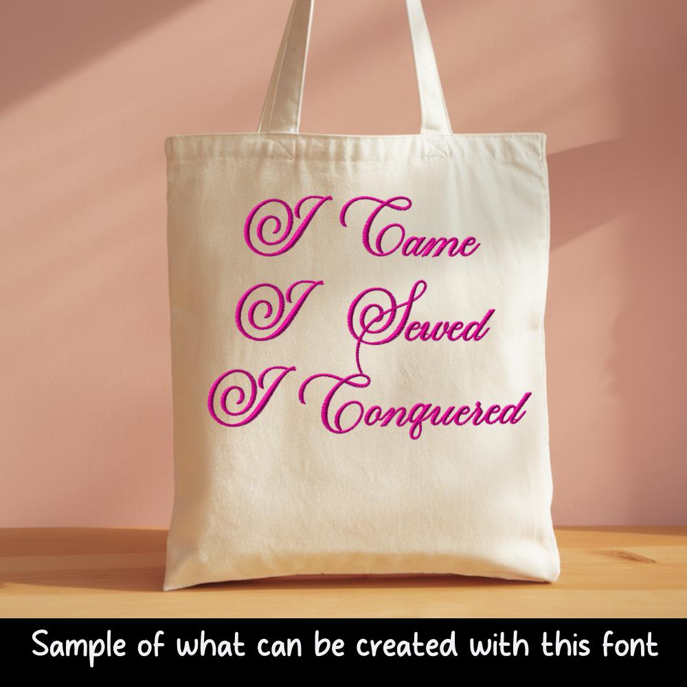 BX Embroidery Font, Skinny Script Bright Meadow, 13-125mm Wedding