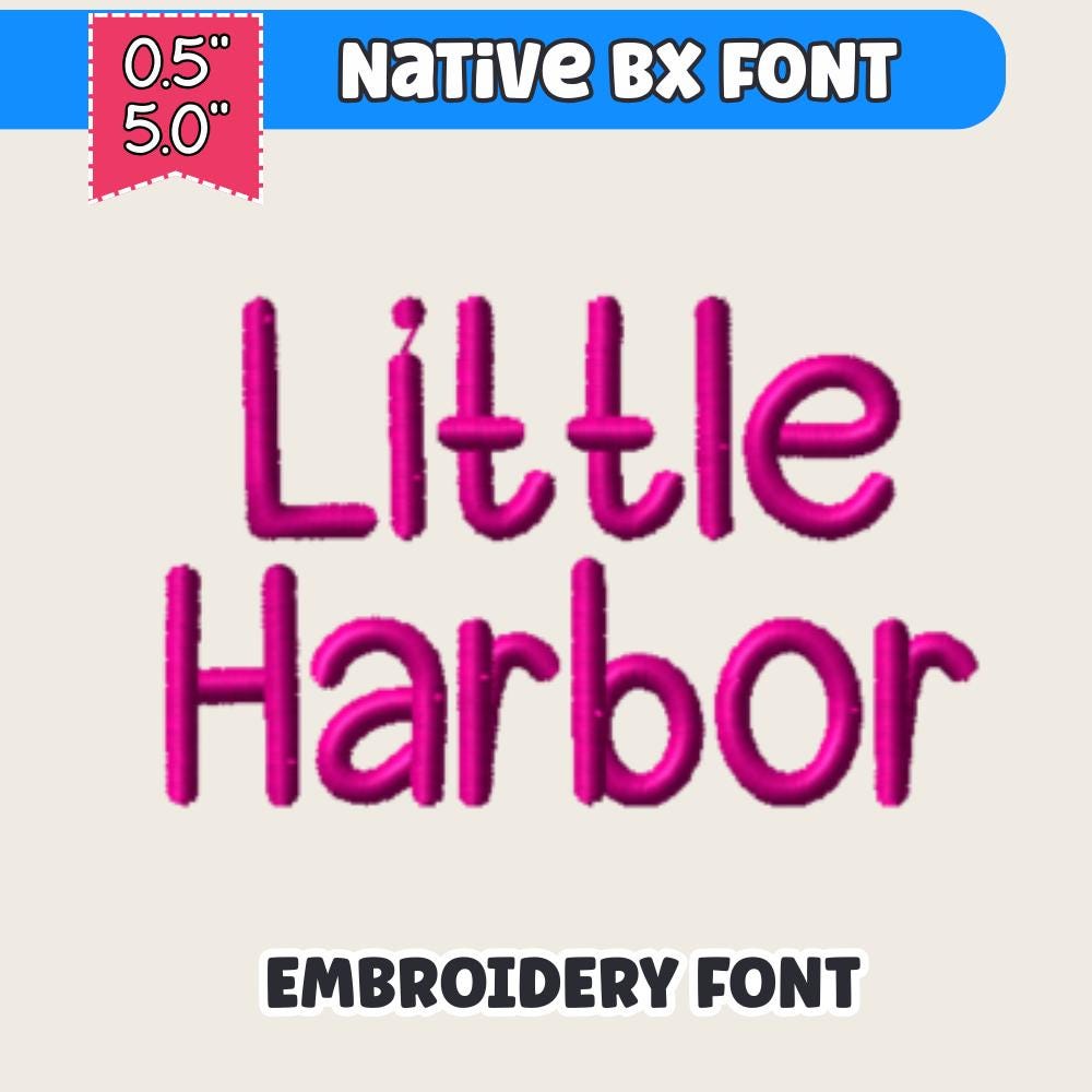 BX Embroidery Font, Tall Skinny Little Harbor Script Alphabet PES