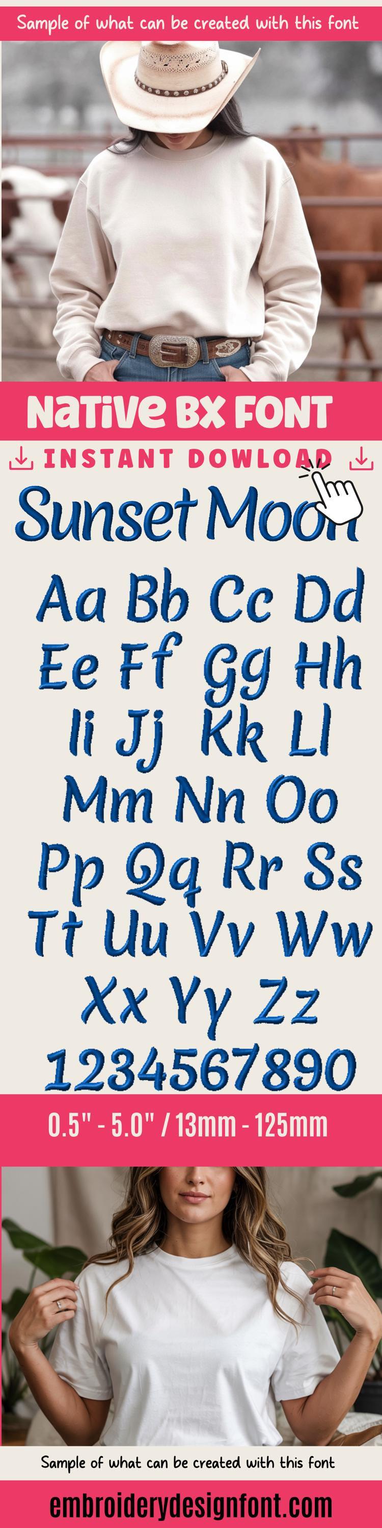 Native Bx Embroidery Font, Coastal Hug 13-125mm Resizable Editable