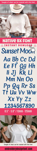 Native Bx Embroidery Font, Coastal Hug 13-125mm Resizable Editable