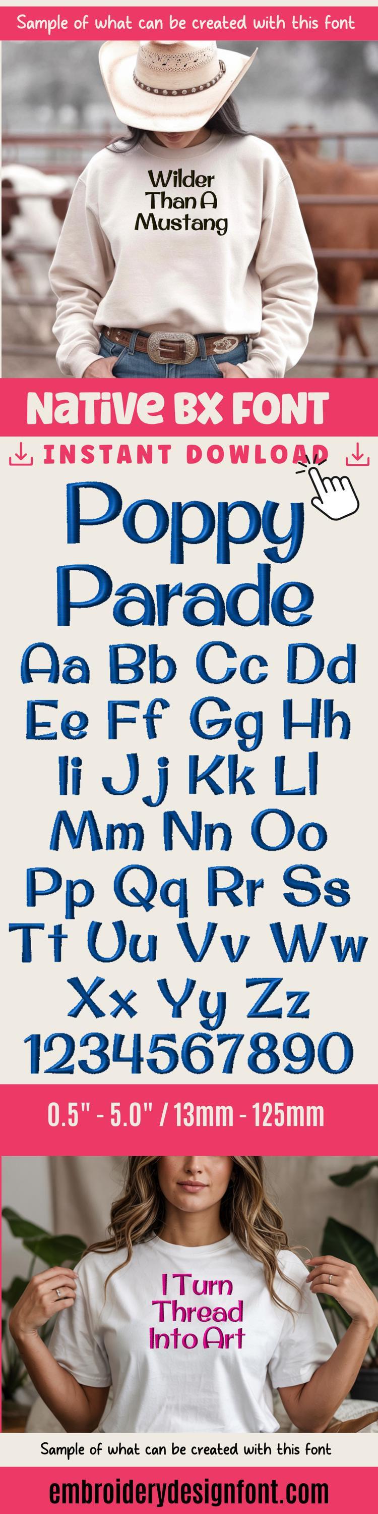 Native BX Embroidery Font, Coastal Hug 13mm–125mm, Embrilliance Obj
