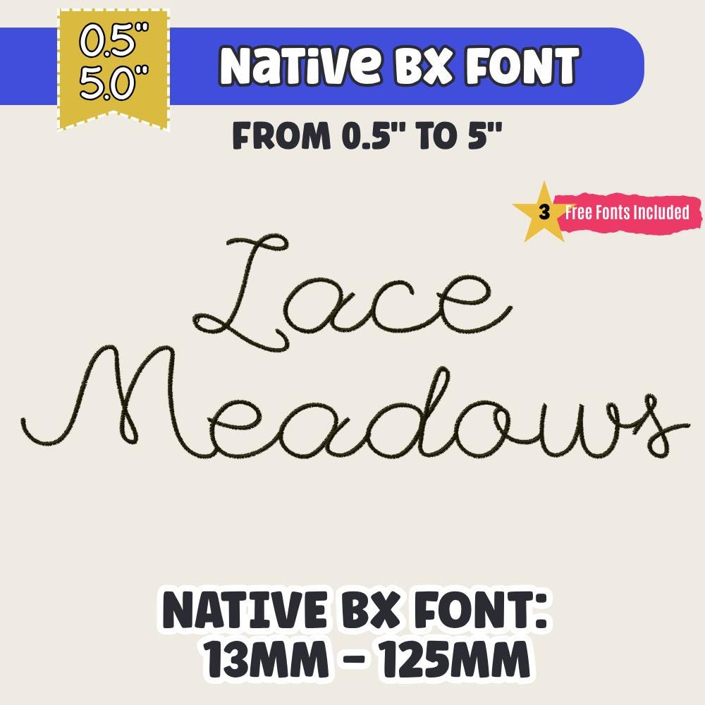 BX Embroidery Font' CoastalHug Native BX Editable Font, 13mm-125mm