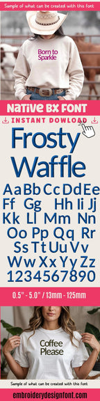 native BX font, Coastal Hug Embroidery, 13mm–125mm Scalable Edits