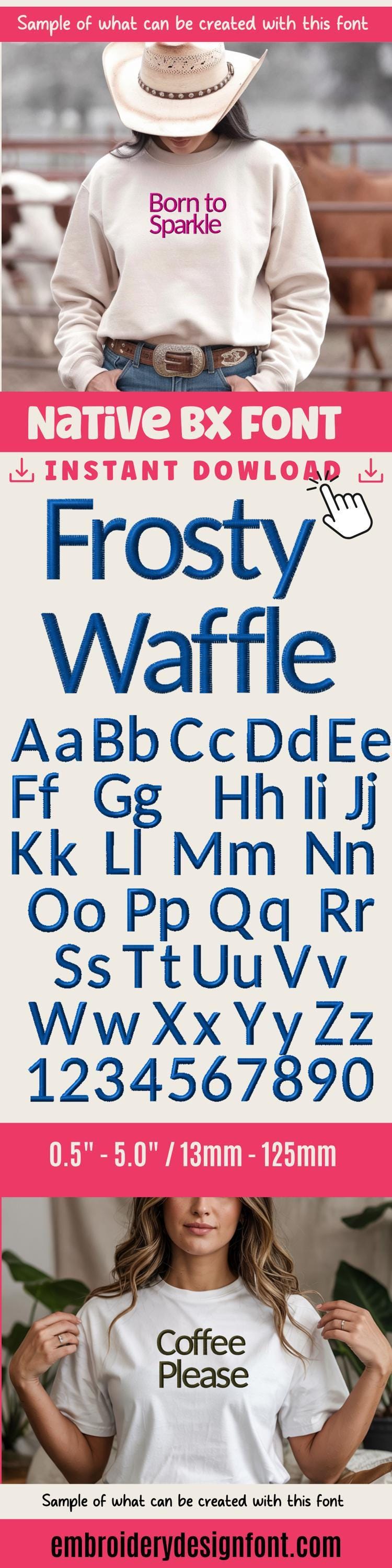 native BX font, Coastal Hug Embroidery, 13mm–125mm Scalable Edits