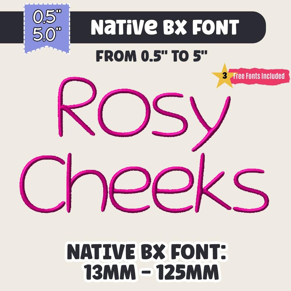 native bx font, Coastal Hug Embroidery Font, 13mm–125mm, Editable