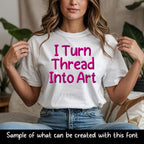 Bx Embroidery Font, Coastal Hug Script Alphabet, Native 13–125mm.