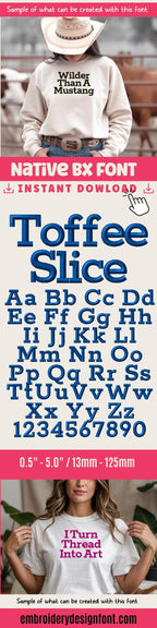 Native BX Font, Coastal Hug Embroidery, 13mm-125mm Embrilliance BX