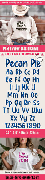 BX Embroidery Font, Pecan Pie Native Embrilliance BX 0.5-5in AlphaXL
