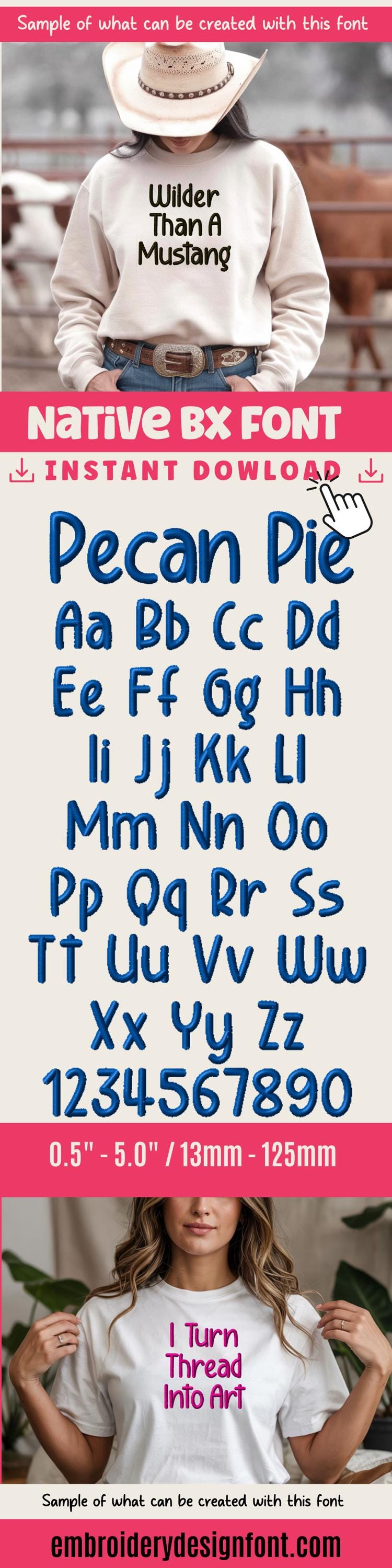 BX Embroidery Font, Pecan Pie Native Embrilliance BX 0.5-5in AlphaXL