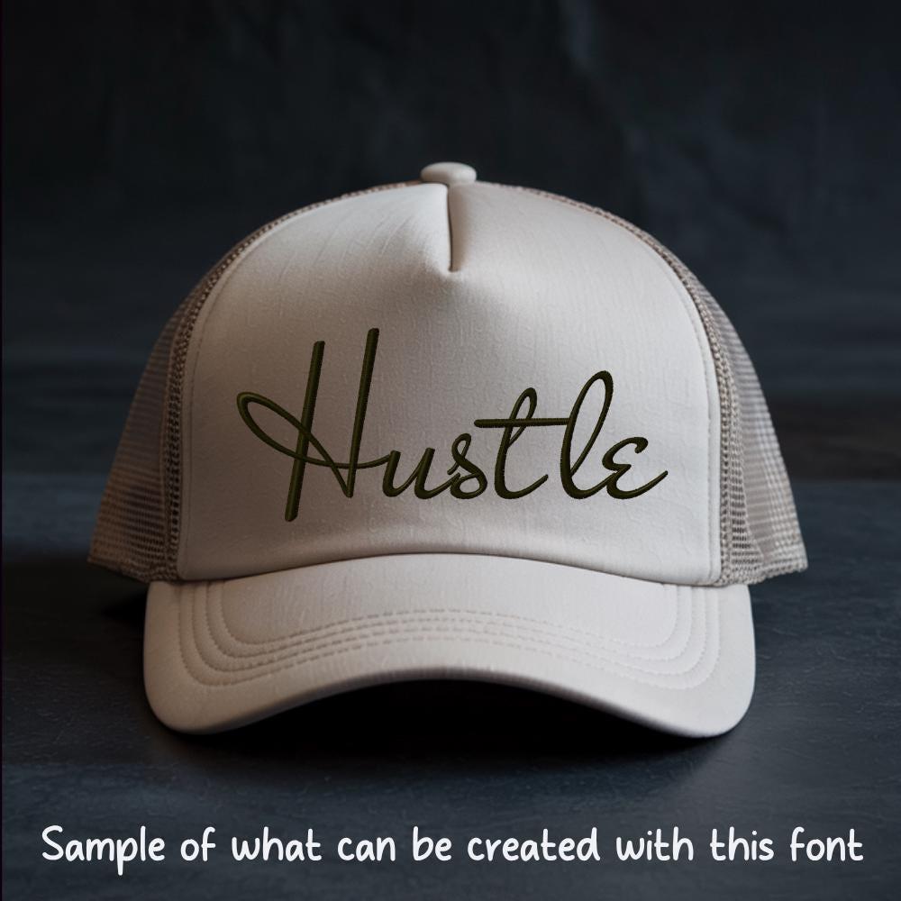 native bx font', Coastal Hug Embroidery Font, 13mm–125mm Editable