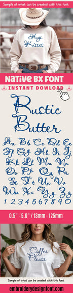 BX Embroidery Font, Coastal Hug Native BX, 13mm-125mm Scalable Pro