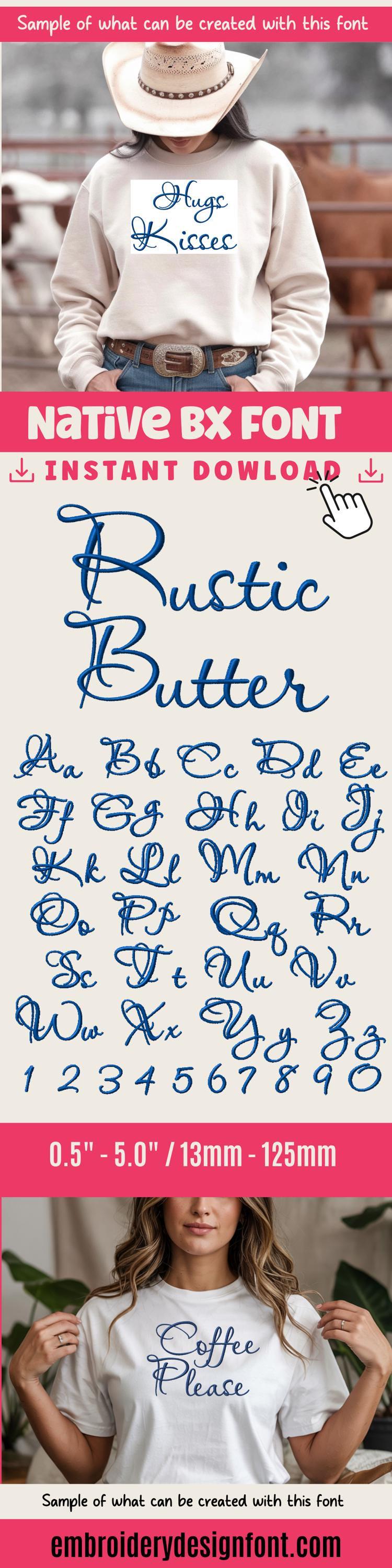 BX Embroidery Font, Coastal Hug Native BX, 13mm-125mm Scalable Pro