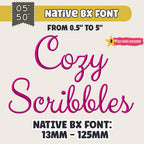 Native BX Font', Coastal Hug Embroidery Font, 0.5"–5.0" Resizable