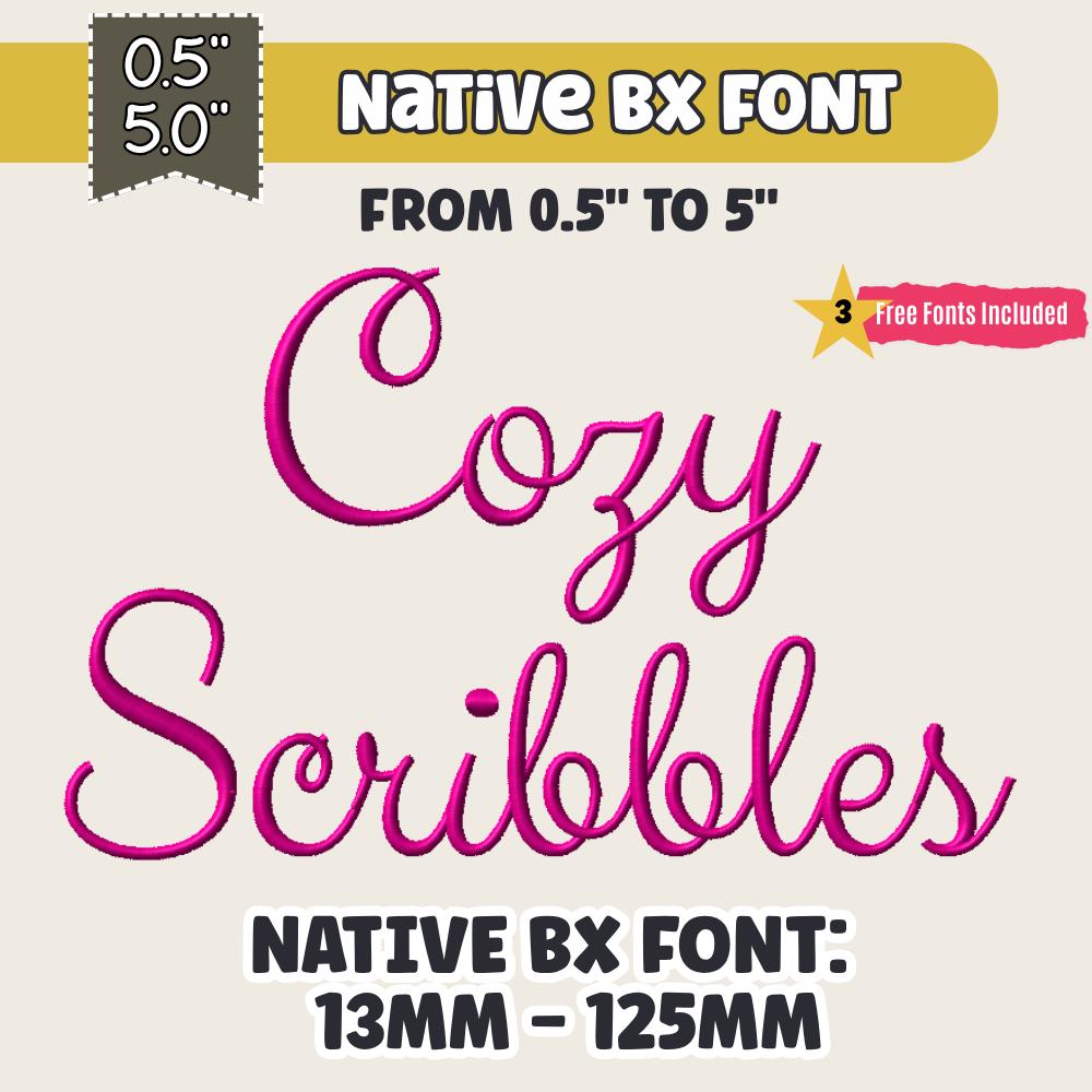 Native BX Font', Coastal Hug Embroidery Font, 0.5"–5.0" Resizable