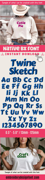 Native Bx Embroidery Font, Coastal Hug BX, 0.5"–5", Uppercase Nums