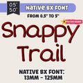 BX Embroidery Font, Coastal Hug Native BX, 13–125mm Scalable Edit