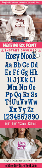 Native Bx Embroidery Font, Coastal Hug, 13-125mm, Embrilliance Ready