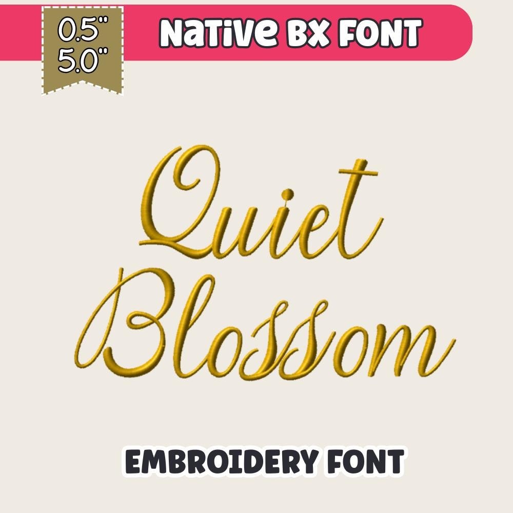 Bx Embroidery Font, Skinny Script Quiet Blossom Wedding 125mm Edit