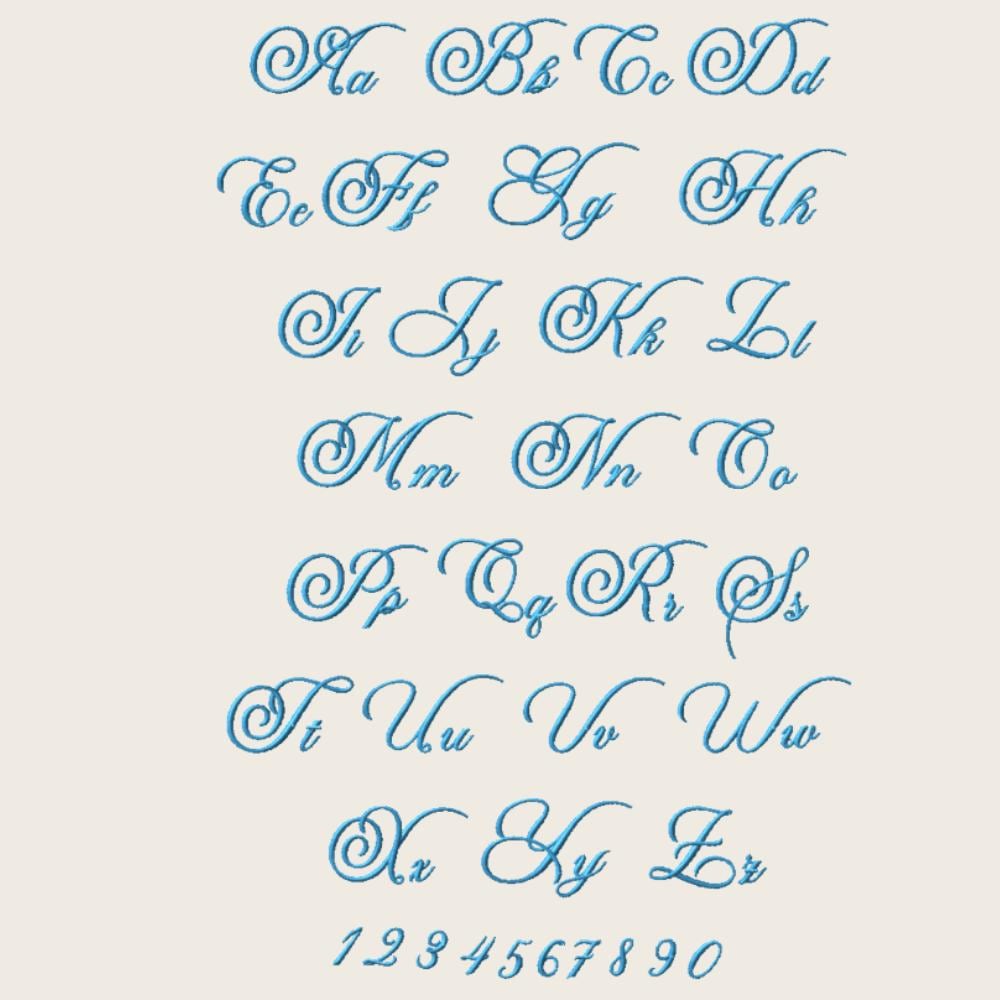 BX Embroidery Font, Skinny Script Bright Meadow, 13-125mm Wedding