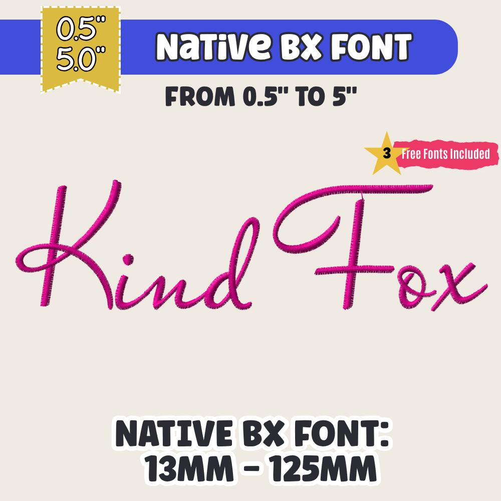 native bx font', Coastal Hug Embroidery Font, 13mm–125mm Editable