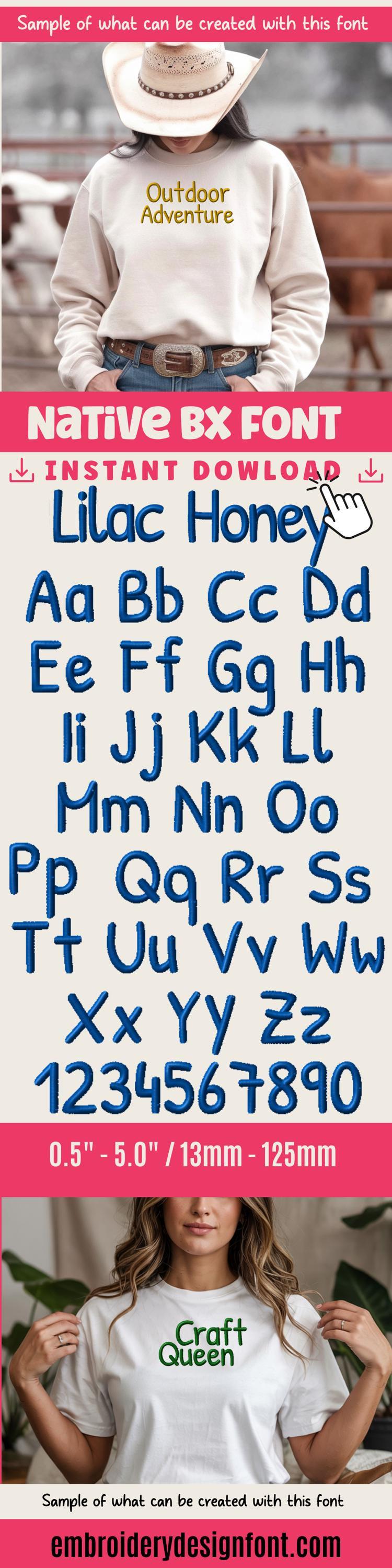 Native BX Font, Coastal Hug Embroidery Font BX.5, 13-125mm Script