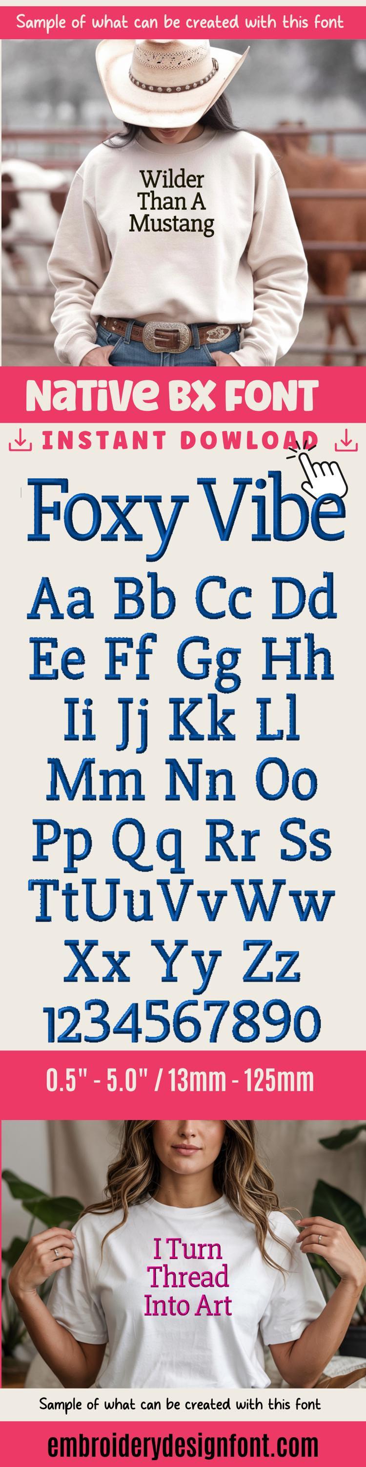 Native BX Embroidery Font, Coastal Hug Script, 13mm-125mm Editable