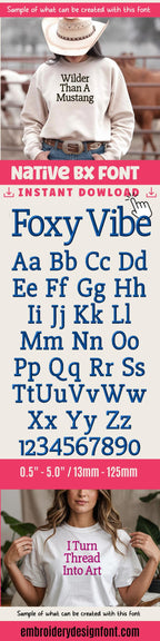 Native BX Embroidery Font, Coastal Hug Script, 13mm-125mm Editable