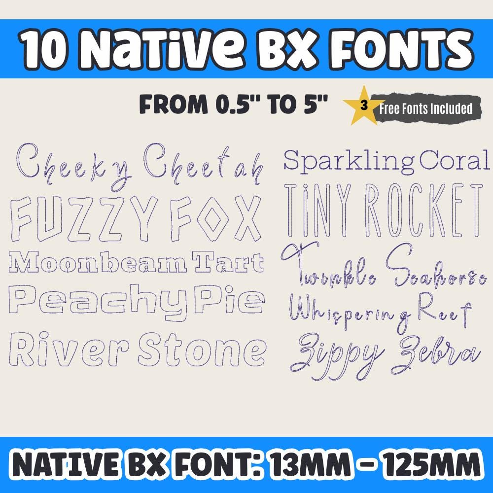 BX embroidery font' 10-Set Embrilliance Vintage Alphabet 13-125mm!