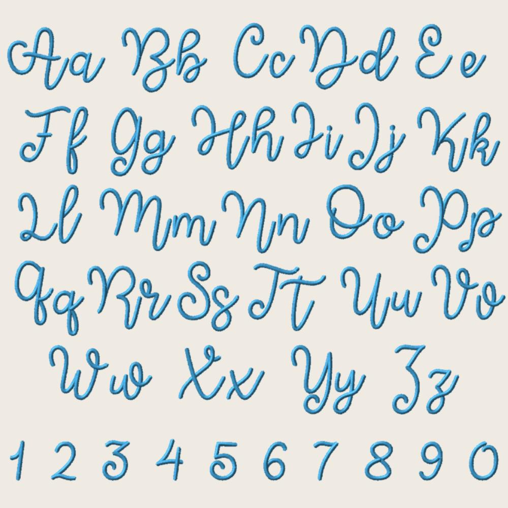 BX Embroidery Font, Coastal Hug Script BX, Native 0.5–5in PES Mon