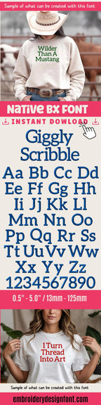 Native Bx Font, Coastal Hug Embroidery BX 13mm–125mm Editable Now
