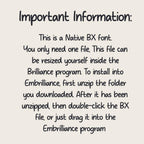 BX Embroidery Font, 10-Style Native BX Set For Embrilliance 13–125mm