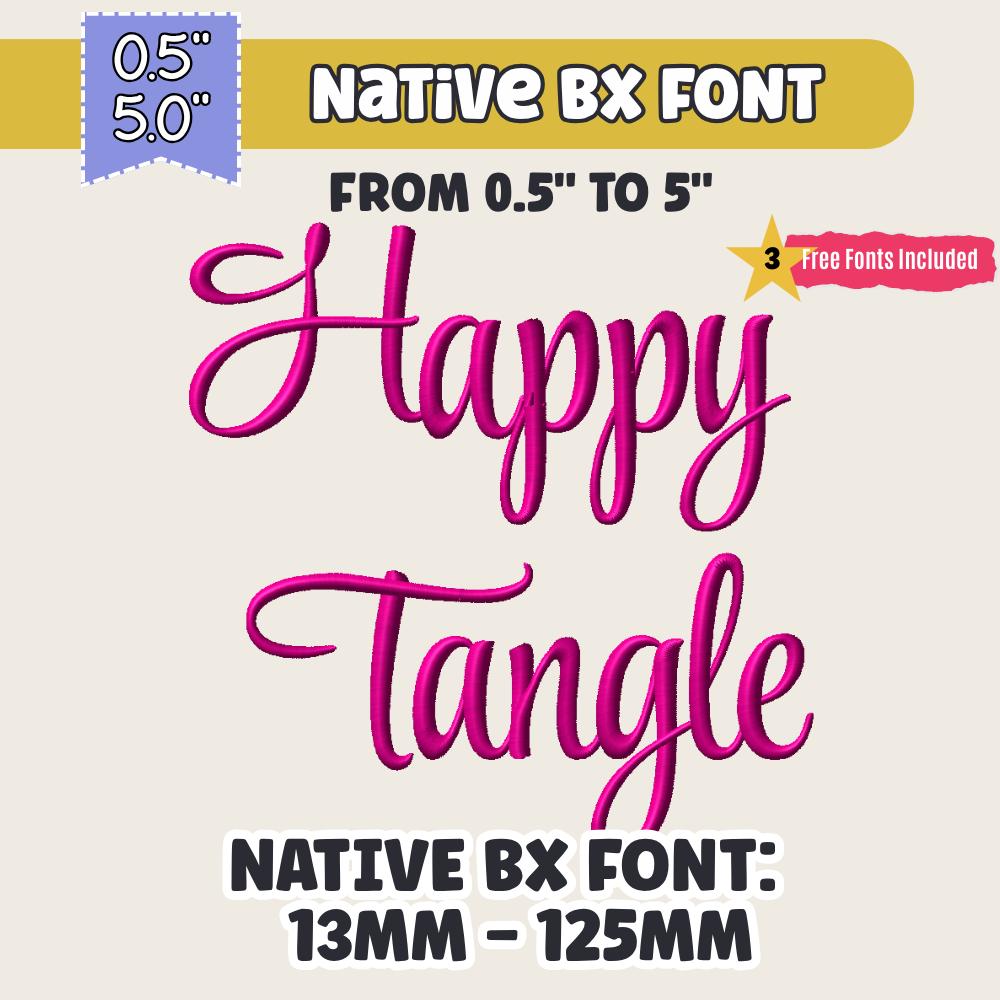 Native BX Embroidery Font, Happy Tangle BX Embrilliance 13-125mm,