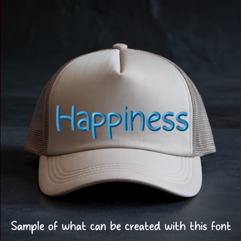 Bx Embroidery Font, Coastal Hug Script Alphabet, Native 13–125mm.