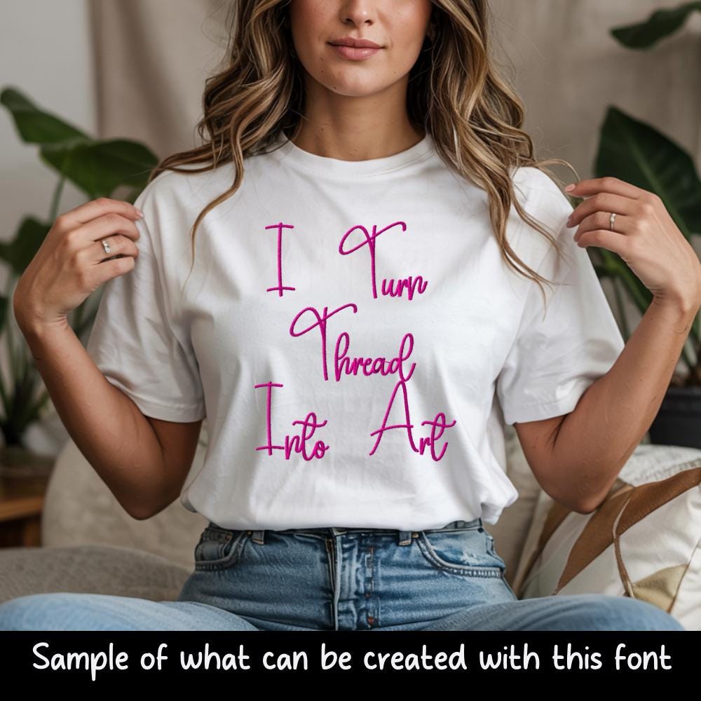 BX Embroidery Font, Skinny Script Cosy Wiggles, 13–125mm PES Caps