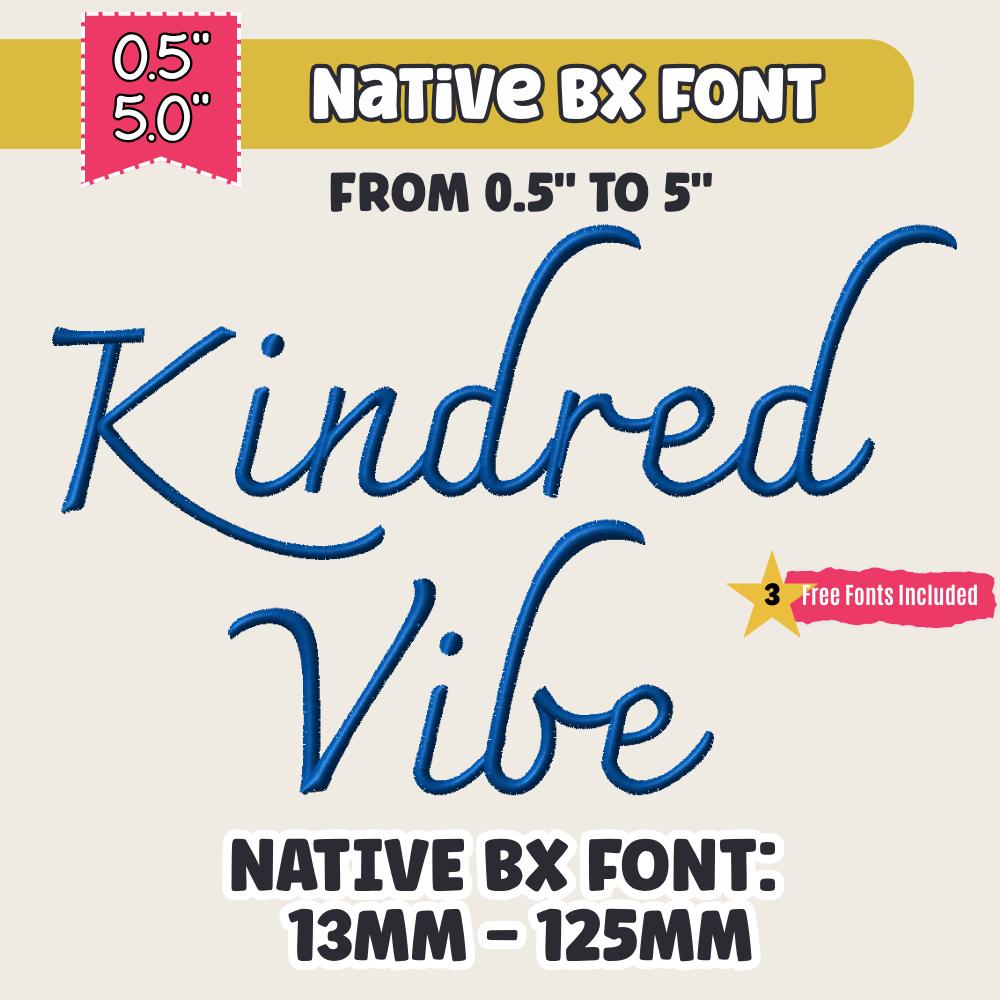 BX Embroidery Font' Coastal Hug Native BX Font, 13mm-125mm, Ready